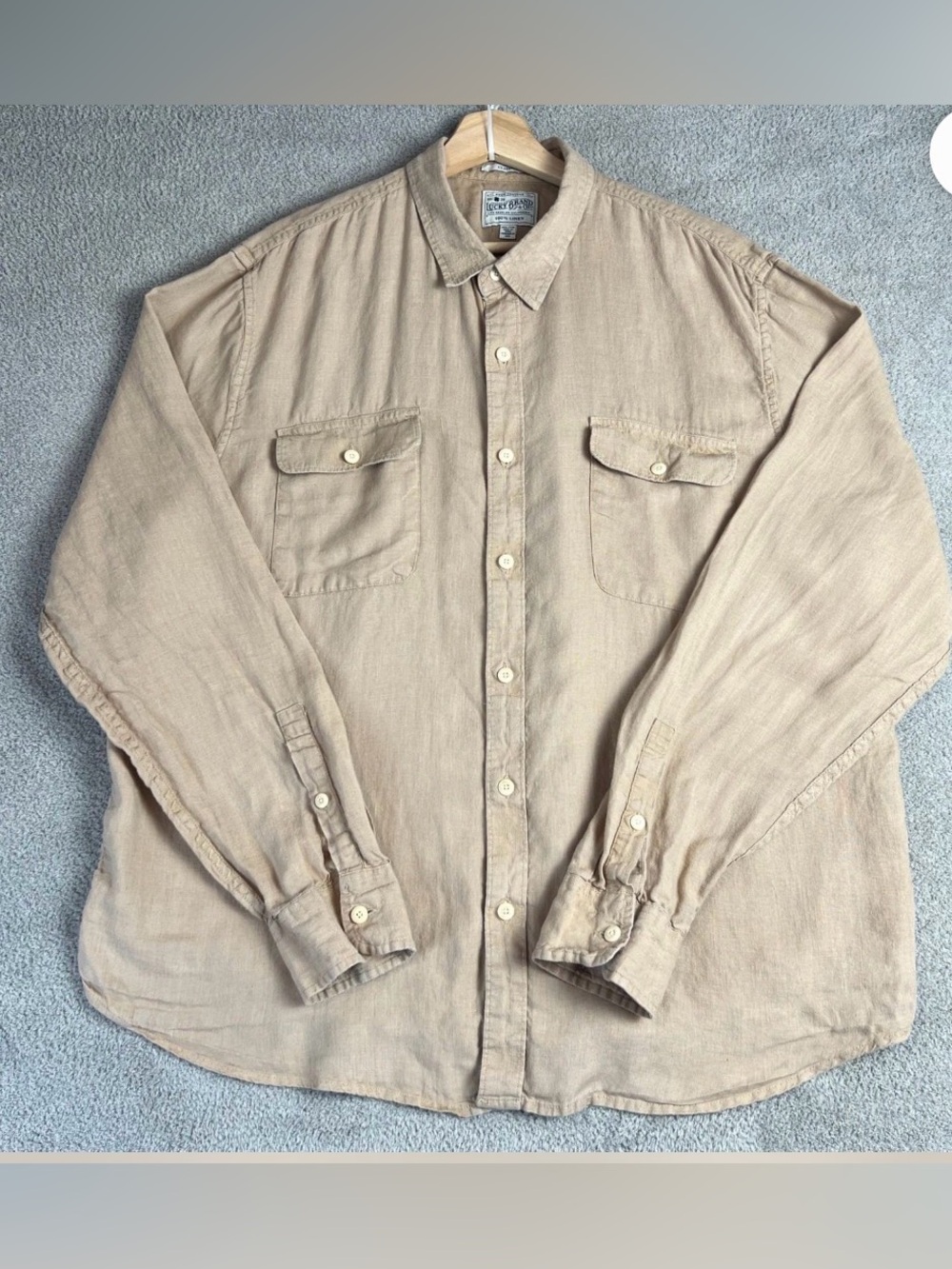 Lucky Brand 100% Linen Button Down Mens shirt